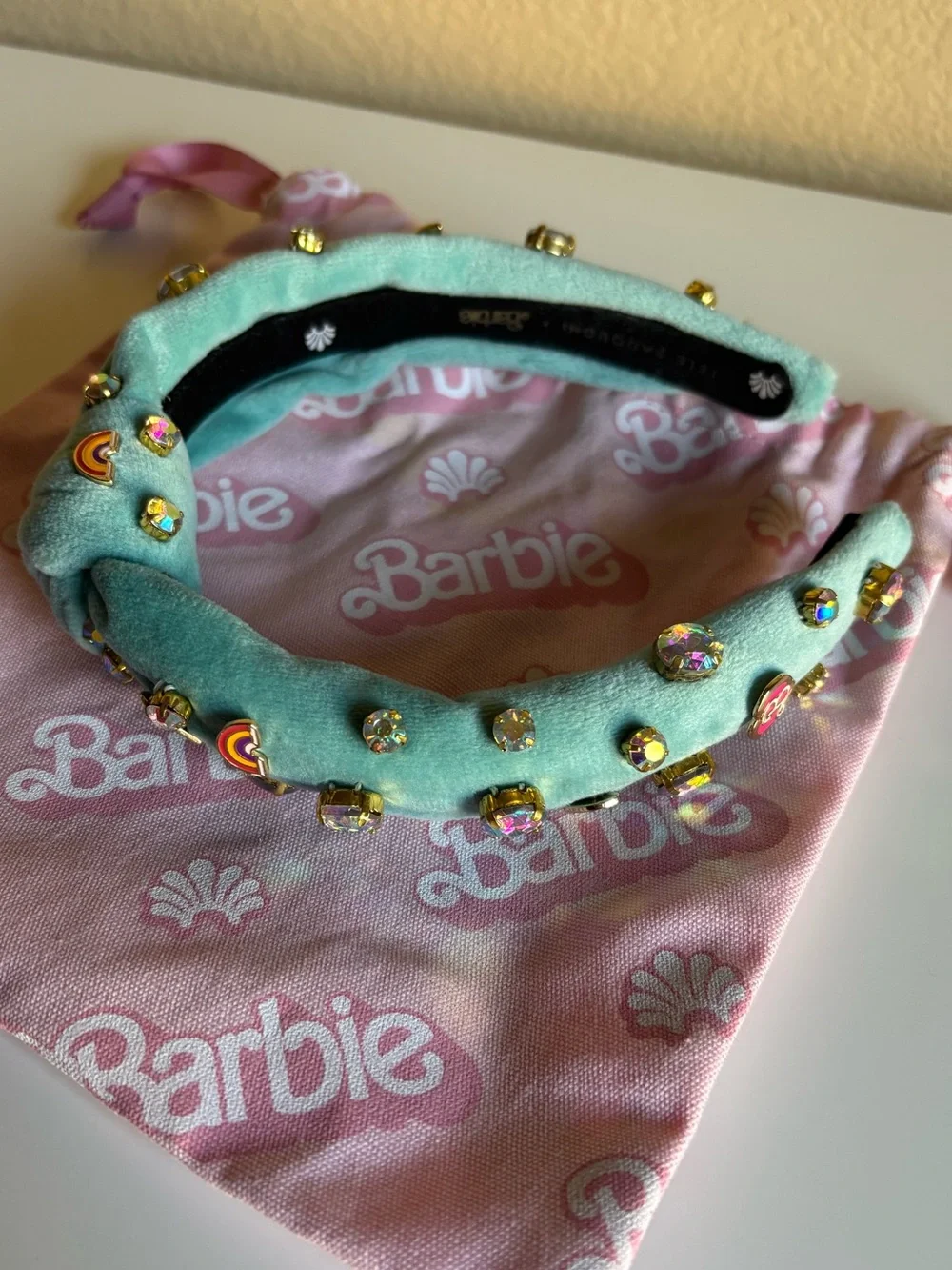 Lele Sadoughi x Barbie Bejeweled Turquoise Top Knot Headband